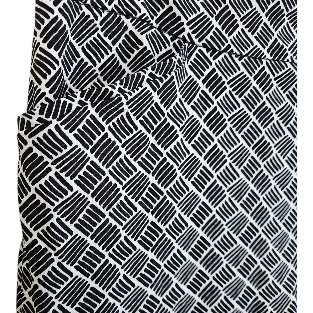 CHICO'S 3 Women XL Crop Pants Perfect Stretch Black White Ankle Lace Up 36x20.5